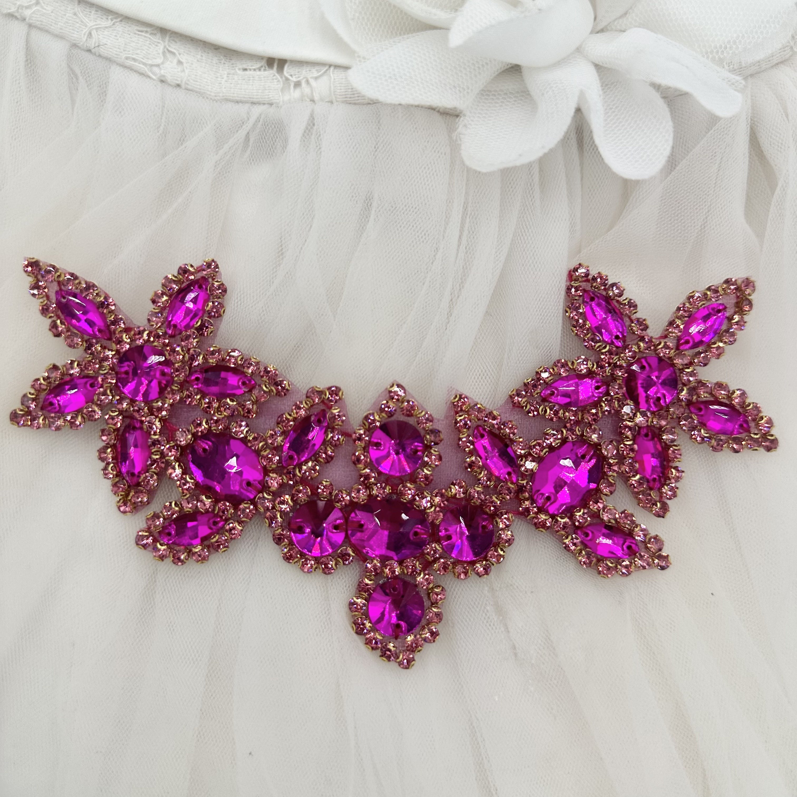 Crystal Glass Buckle Hand-Sewn Drill Flower for Dresses
